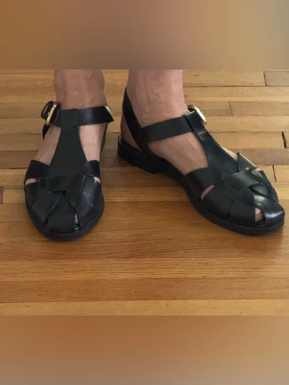 ZARA Black Woven Leather Fisherman Sandals - Picture 2 of 5